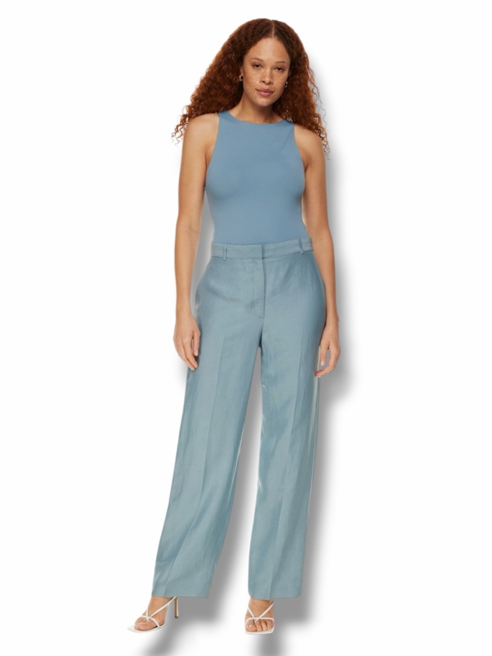 Aritzia Babaton Agency Linen Pant in Slab Blue